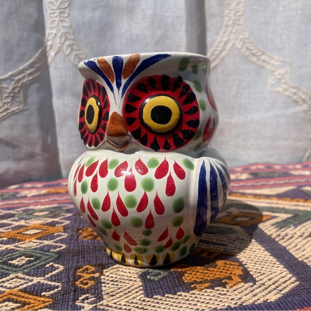Vintage Handmade Ceramic Owl Mug